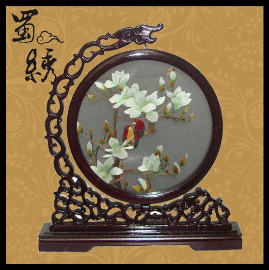 龍頭玉蘭鳥蜀繡