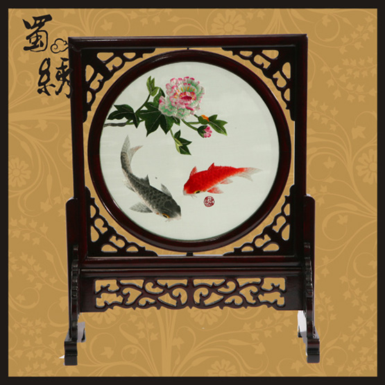 蜀繡牡丹鋰魚