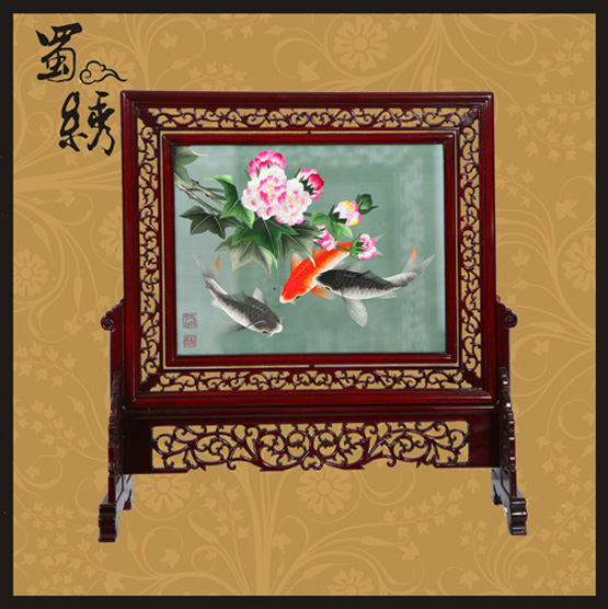 蜀繡牡丹鯉魚